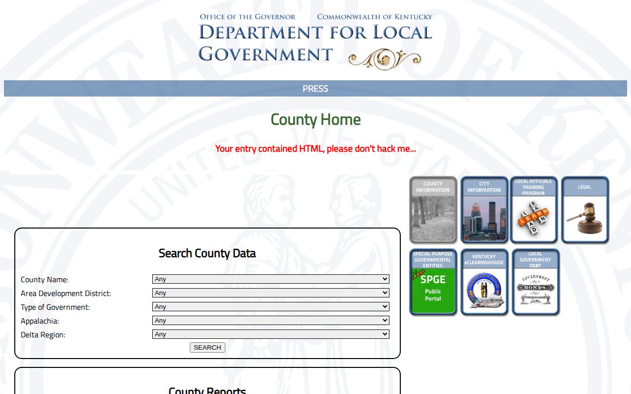 Kentucky profile showing Crittenden County jailer and contacts