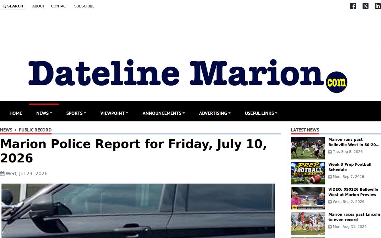 Dateline Marion report with report and posting date context
